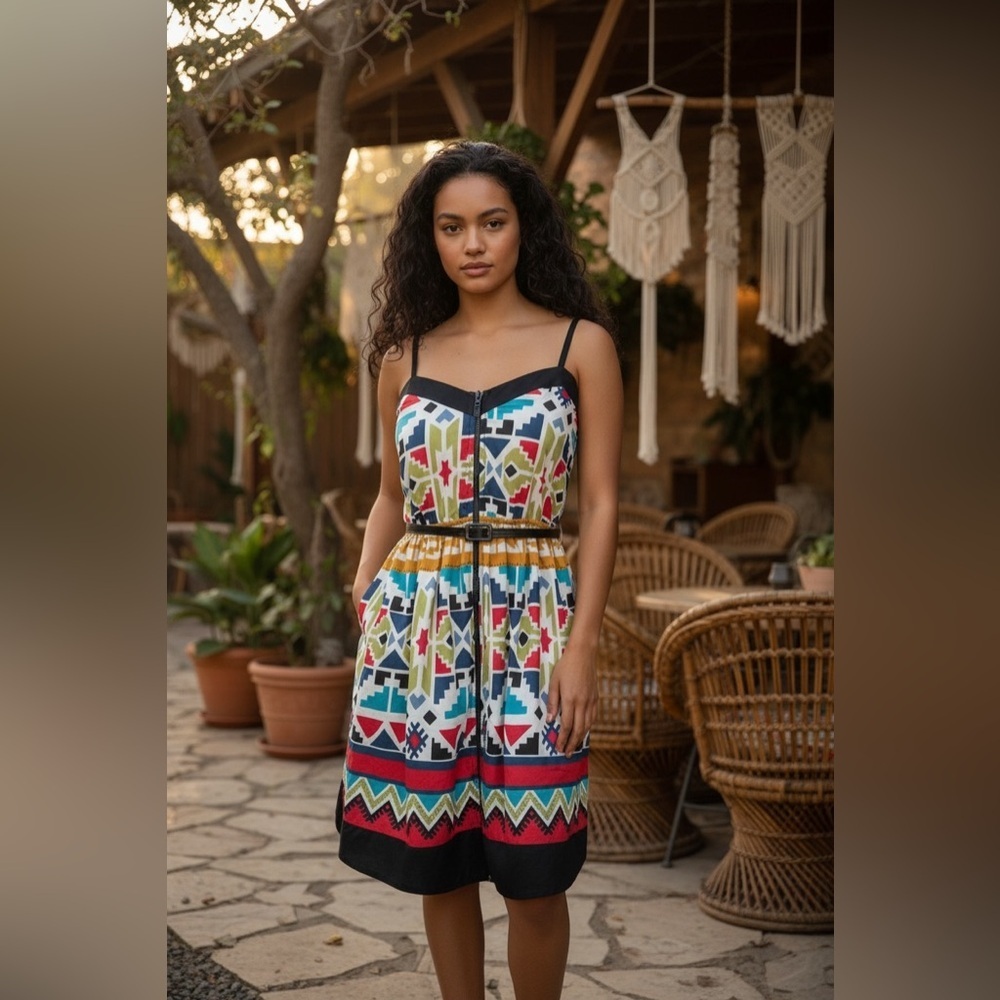 Just Ginger Aztec dress size Medium multicolored